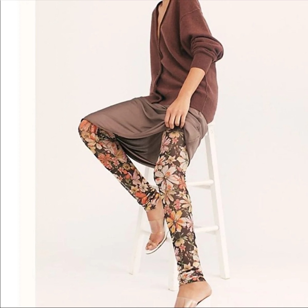 Free People daisy print mesh leggings, XS